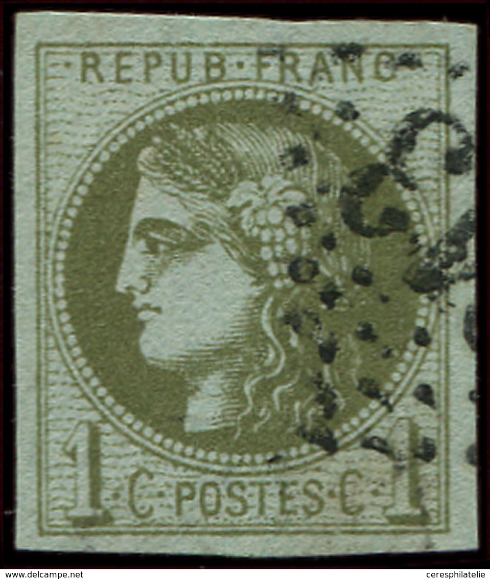 EMISSION DE BORDEAUX - 39C   1c. Olive, R III, Grandes Marges, Obl. GC, Effigie Dégagée, Superbe - 1870 Emissione Di Bordeaux