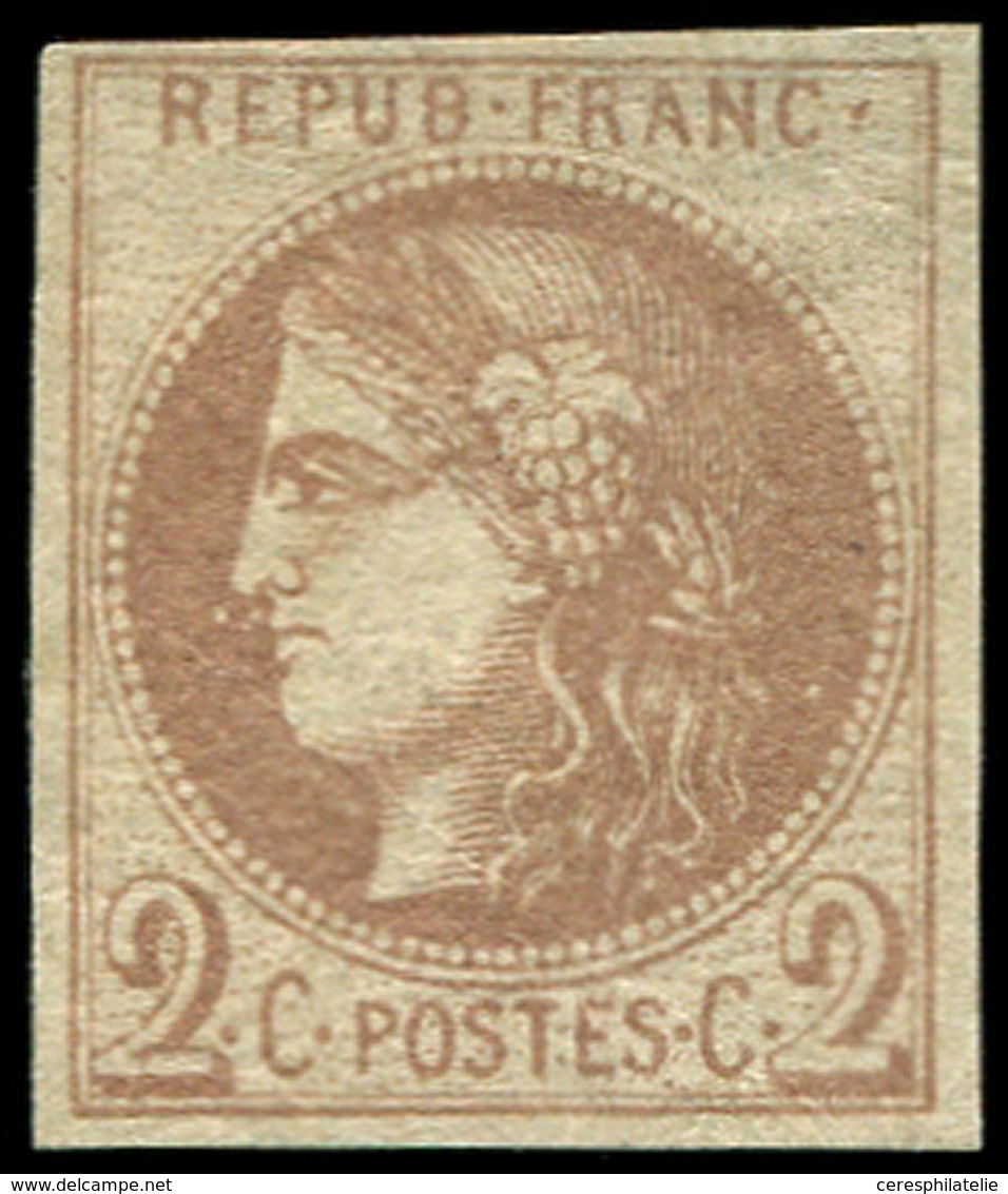 * EMISSION DE BORDEAUX - 40A   2c. Chocolat Clair, R I, TB. C - 1870 Bordeaux Printing