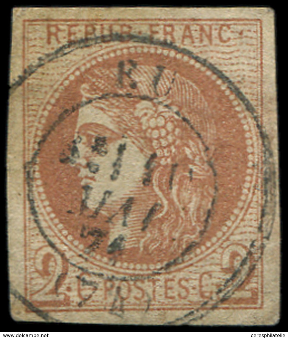 EMISSION DE BORDEAUX - 40B   2c. Brun-rouge Clair, R II, Obl. Càd T17 EU 5/71/(74), TTB - 1870 Bordeaux Printing