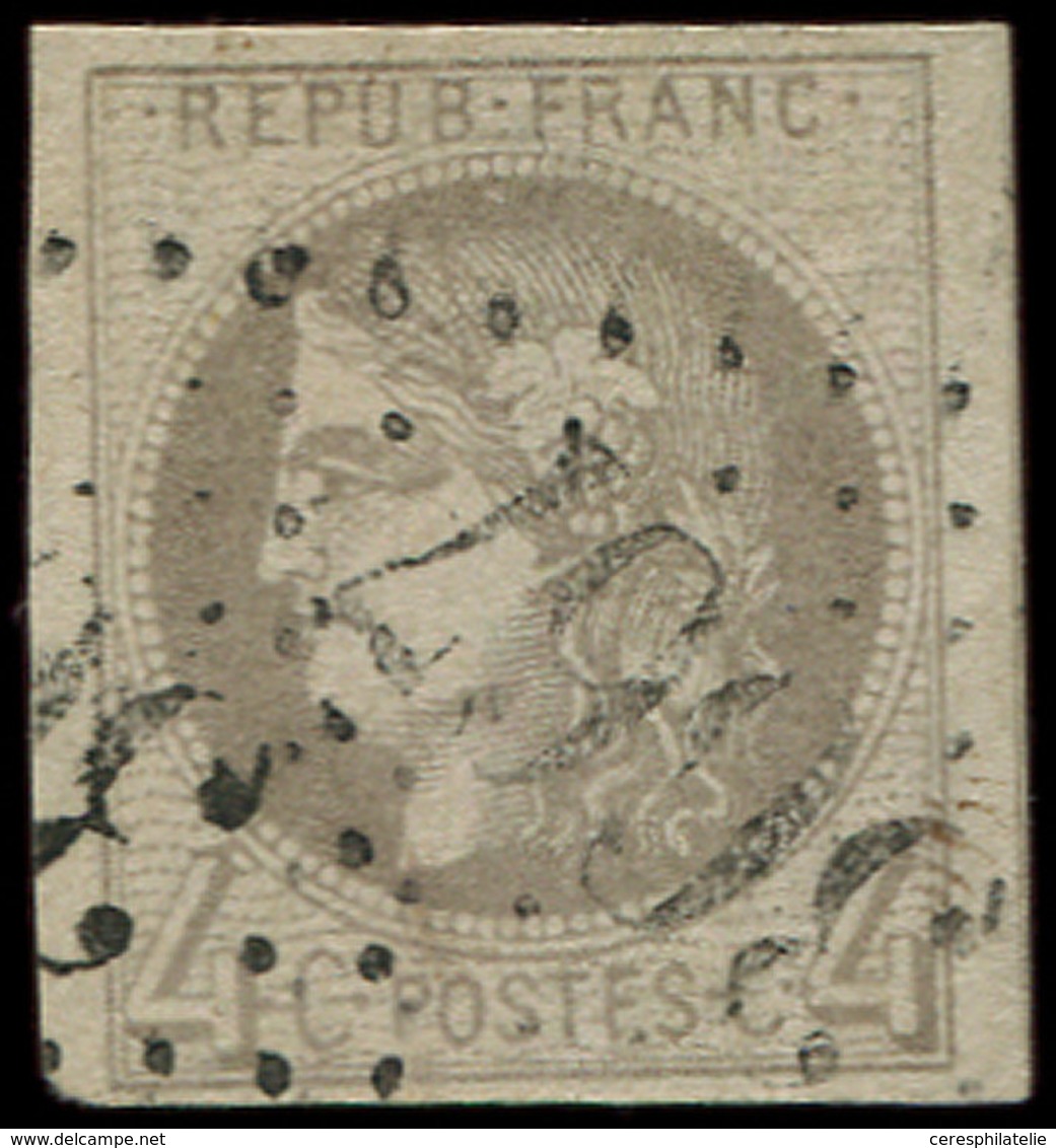 EMISSION DE BORDEAUX - 41B   4c. Gris, R II, Grandes Marges, Obl. GC 3667, TTB/Superbe - 1870 Emissione Di Bordeaux