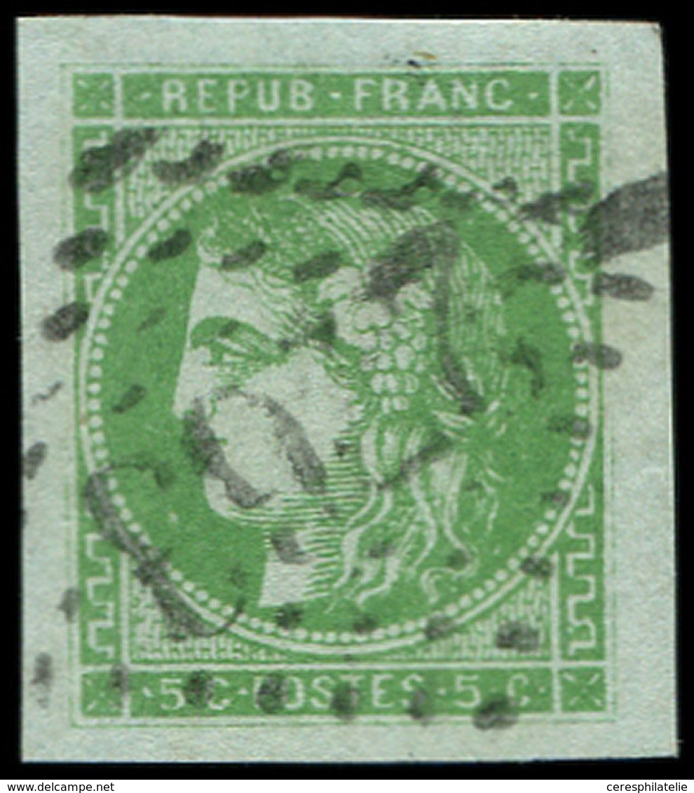 EMISSION DE BORDEAUX - 42B   5c. Vert-jaune, R II, Obl. GC 2763, Marges énormes, Superbe - 1870 Emissione Di Bordeaux