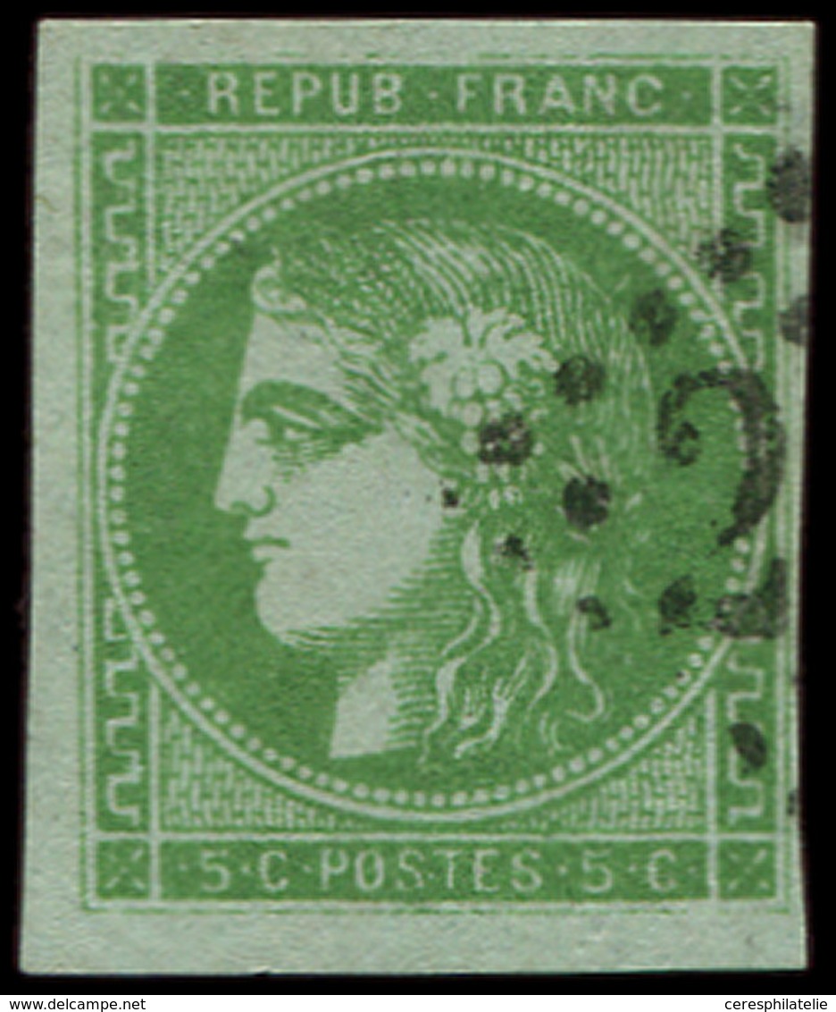 EMISSION DE BORDEAUX - 42B   5c. Vert-jaune, R II, Obl. GC 2(  ), Effigie Dégagée, TTB - 1870 Bordeaux Printing