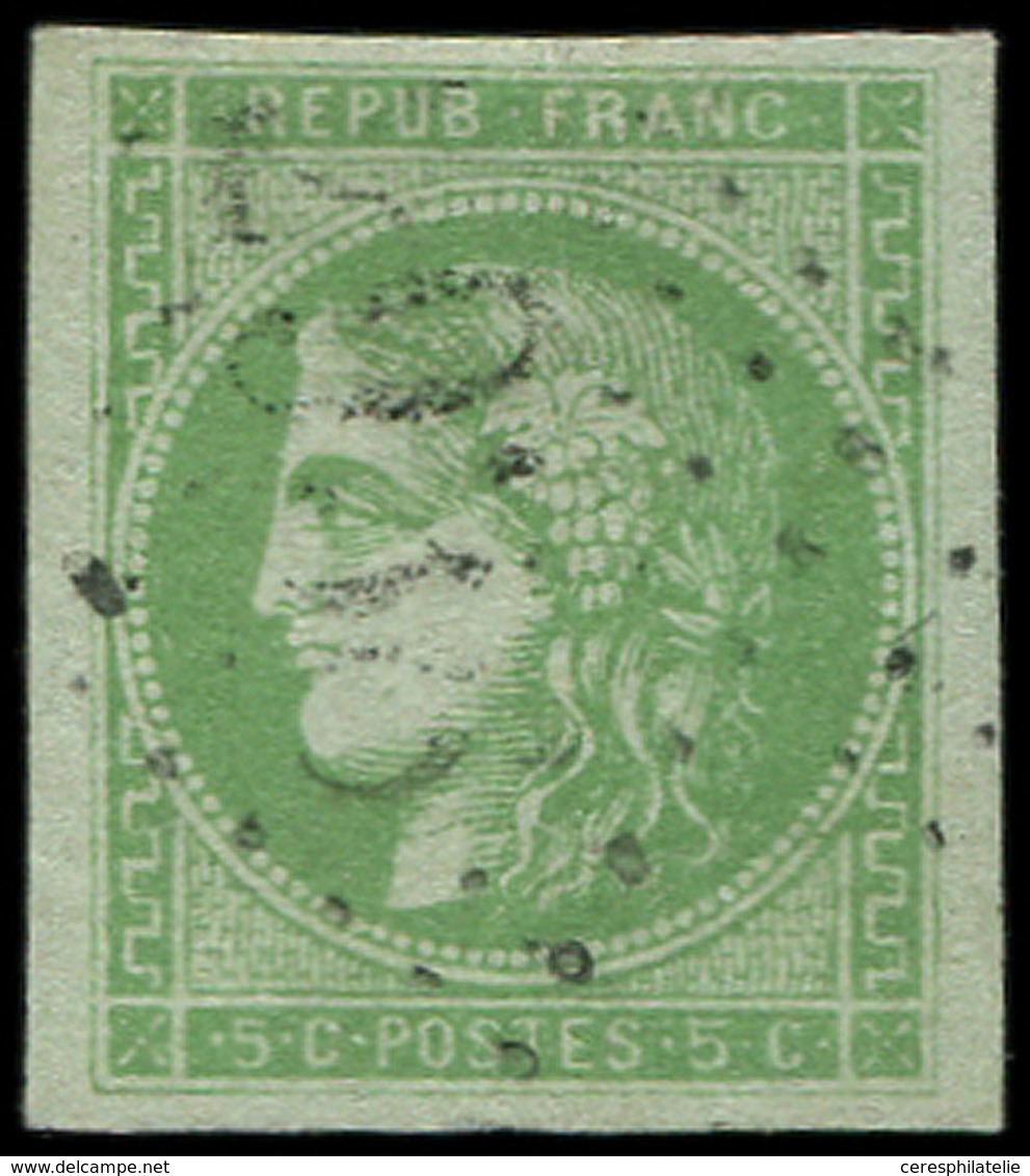 EMISSION DE BORDEAUX - 42B   5c. Vert-jaune, R II, Obl. GC Léger, TB/TTB - 1870 Emissione Di Bordeaux