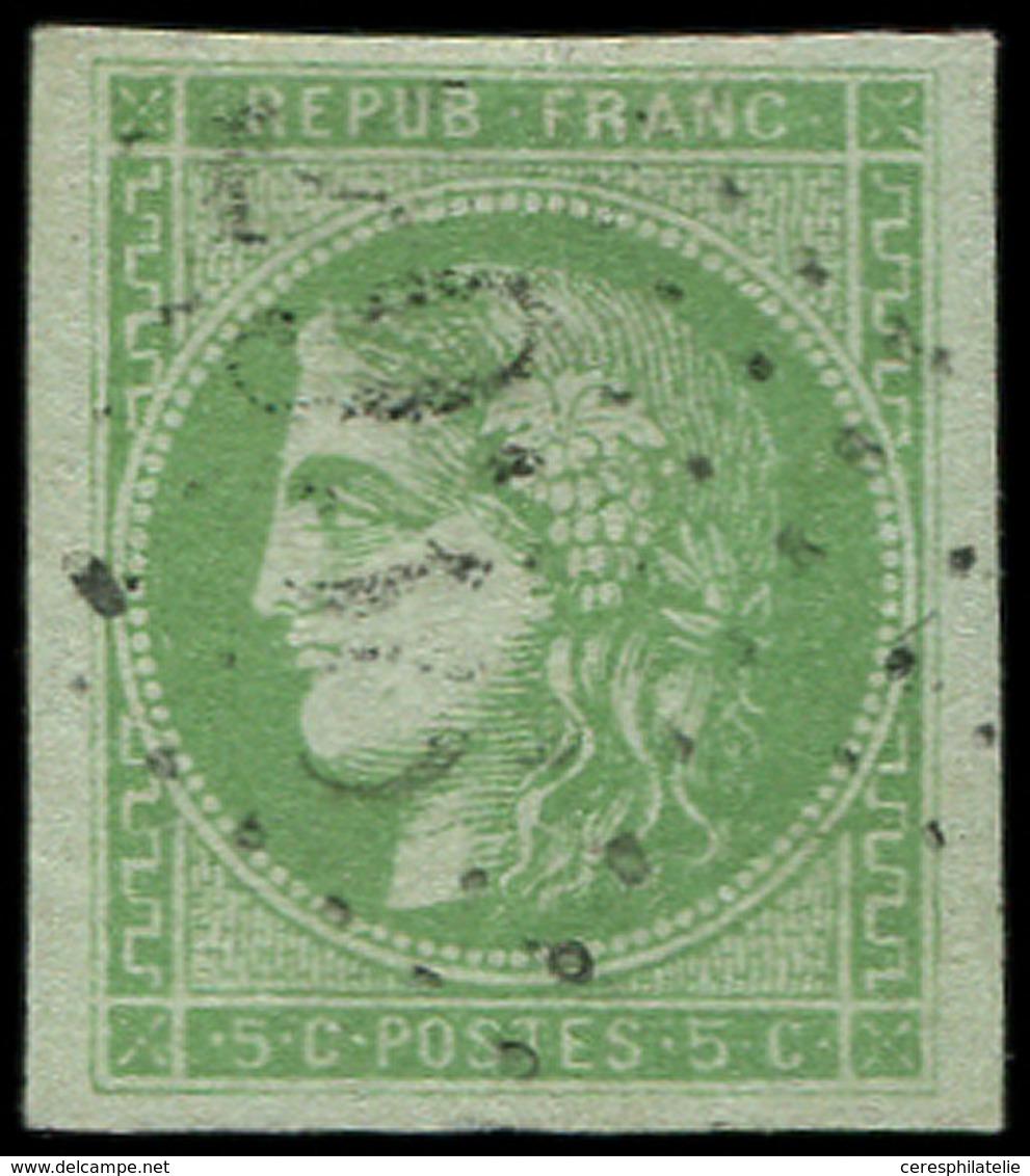 EMISSION DE BORDEAUX - 42B   5c. Vert-jaune, R II, Obl. GC Léger, TB/TTB - 1870 Bordeaux Printing