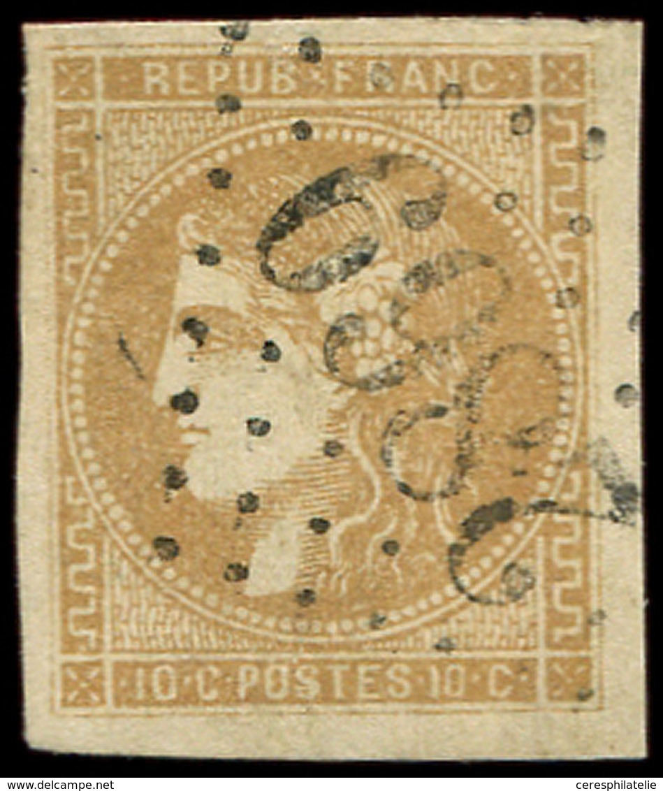 EMISSION DE BORDEAUX - 43A  10c. Bistre, R I, Obl. GC 2869, Frappe Superbe - 1870 Bordeaux Printing