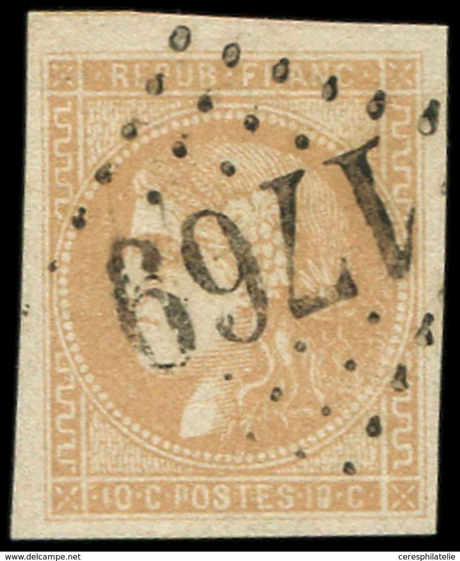 EMISSION DE BORDEAUX - 43B  10c. Bistre-jaune, R II, Obl. GC 1769, Frappe Superbe, TTB - 1870 Emissione Di Bordeaux