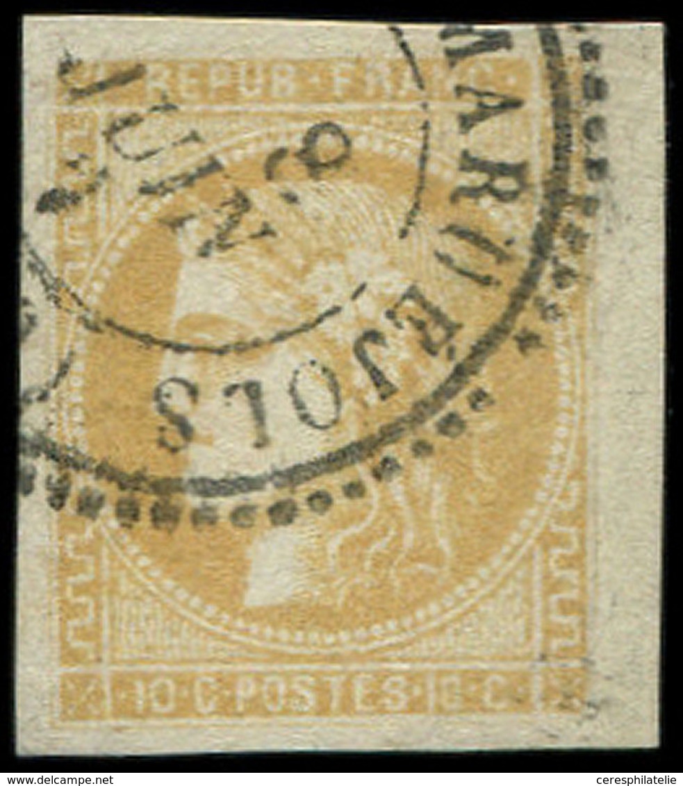 EMISSION DE BORDEAUX - 43B  10c. Bistre-jaune, R II, Obl. Càd T24, Petit Bdf, TTB - 1870 Bordeaux Printing