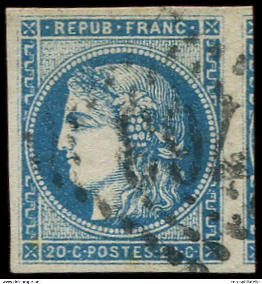 EMISSION DE BORDEAUX - 45A  20c. Bleu, T II, R I, Obl. GC, Voisin à Droite, TTB - 1870 Emissione Di Bordeaux