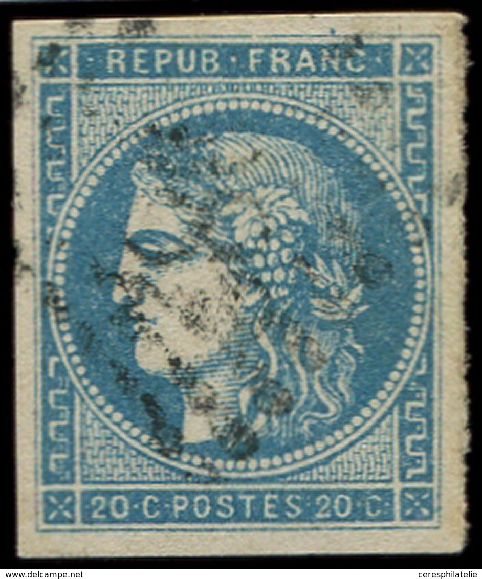 EMISSION DE BORDEAUX - 45B  20c. Bleu, T II, R II, Obl. GC, TB - 1870 Bordeaux Printing