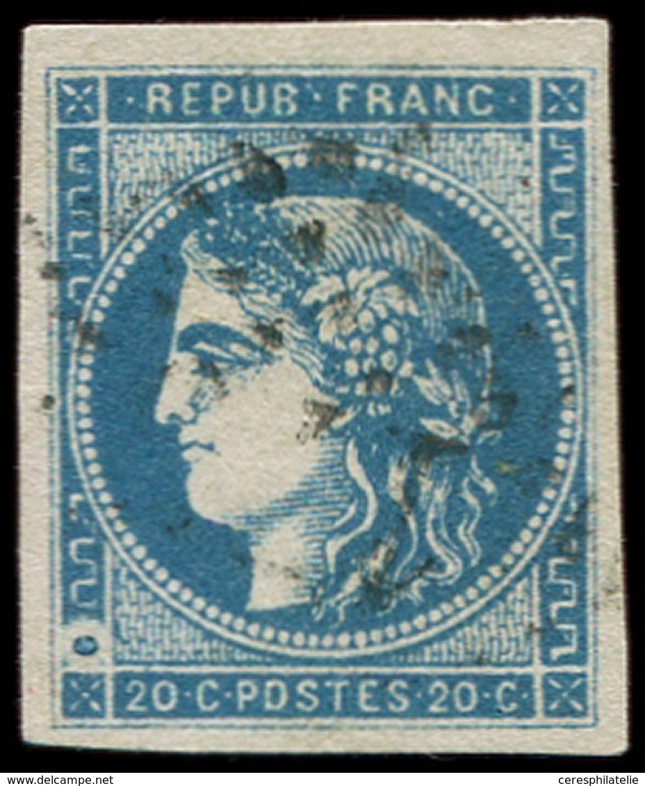 EMISSION DE BORDEAUX - 45C  20c. Bleu, T II, R III, Variété ANNEAU LUNE, Obl. GC, TB. J - 1870 Emissione Di Bordeaux