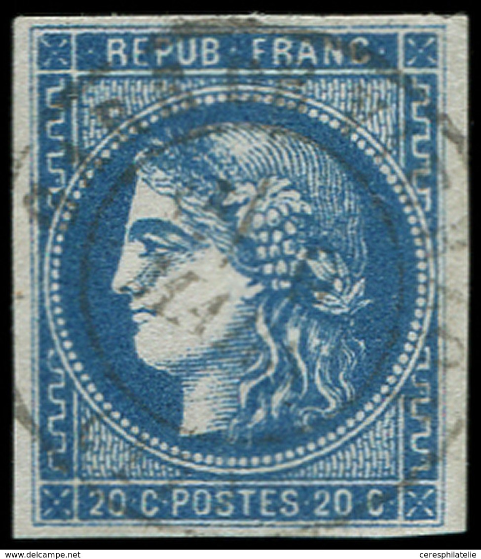 EMISSION DE BORDEAUX - 46B  20c. Bleu, T III, R II, Obl. Càd GARE De VIERZON, TB - 1870 Emission De Bordeaux