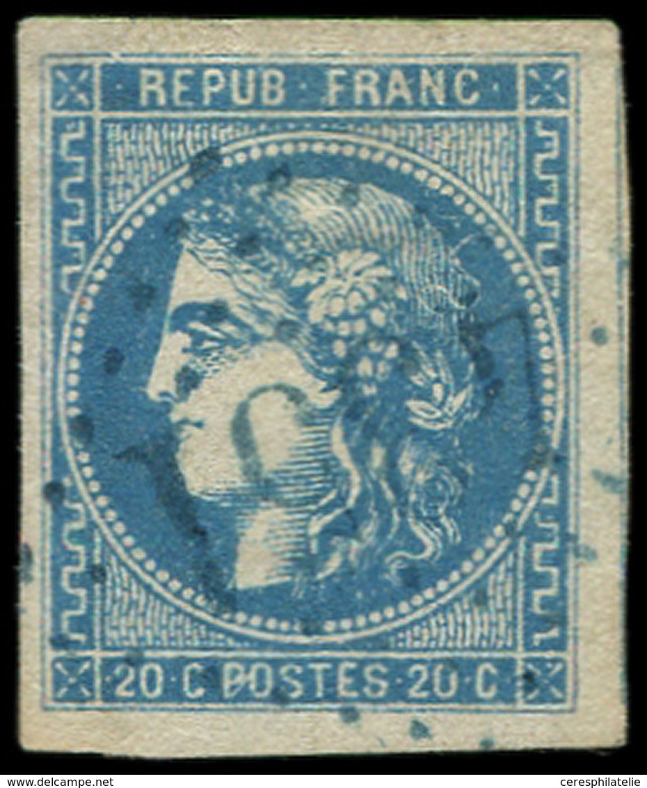 EMISSION DE BORDEAUX - 46B  20c. Bleu, T III, R II, Obl. GC BLEU 4351, TB - 1870 Emisión De Bordeaux