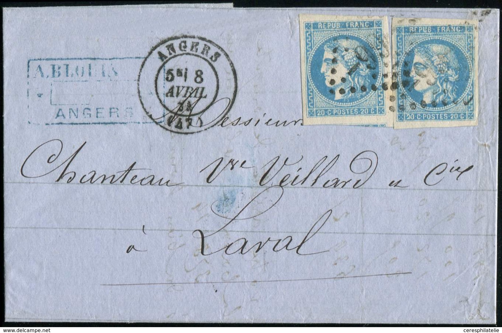 Let EMISSION DE BORDEAUX - 46B (2) Pos. 3 Et 10, Obl. GC 99 S. LAC, Càd T17 ANGERS 8/4/71, TTB - 1870 Bordeaux Printing