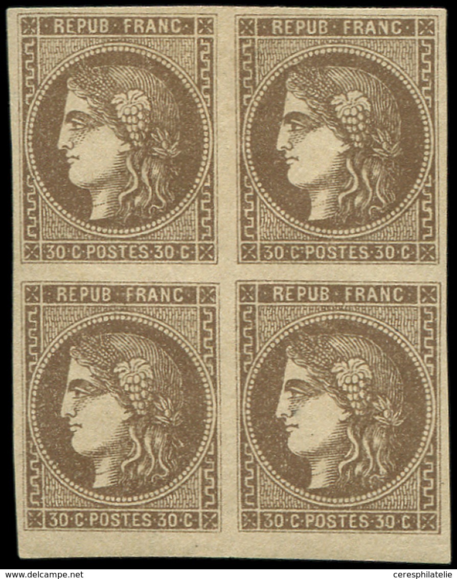 * EMISSION DE BORDEAUX - 47a  30c. Brun Clair, BLOC De 4, PAIRE Du Bas **, TTB. Br - 1870 Bordeaux Printing