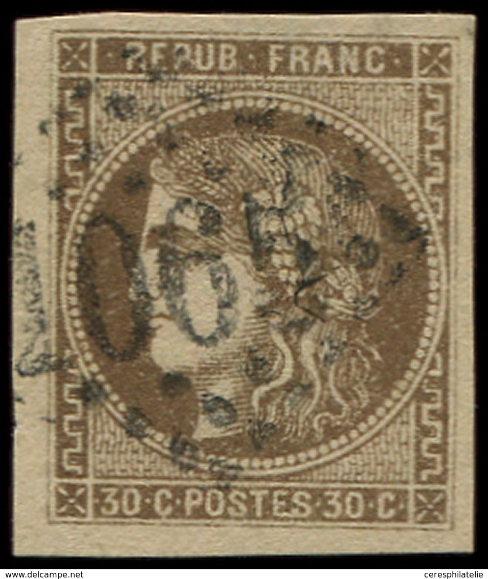 EMISSION DE BORDEAUX - 47a  30c. Brun Clair, Obl. GC 1065, TTB - 1870 Bordeaux Printing