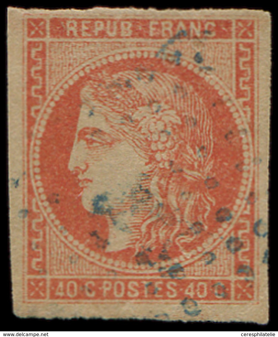 EMISSION DE BORDEAUX - 48d  40c. ROUGE SANG Clair, Obl. BLEUE, TB - 1870 Bordeaux Printing