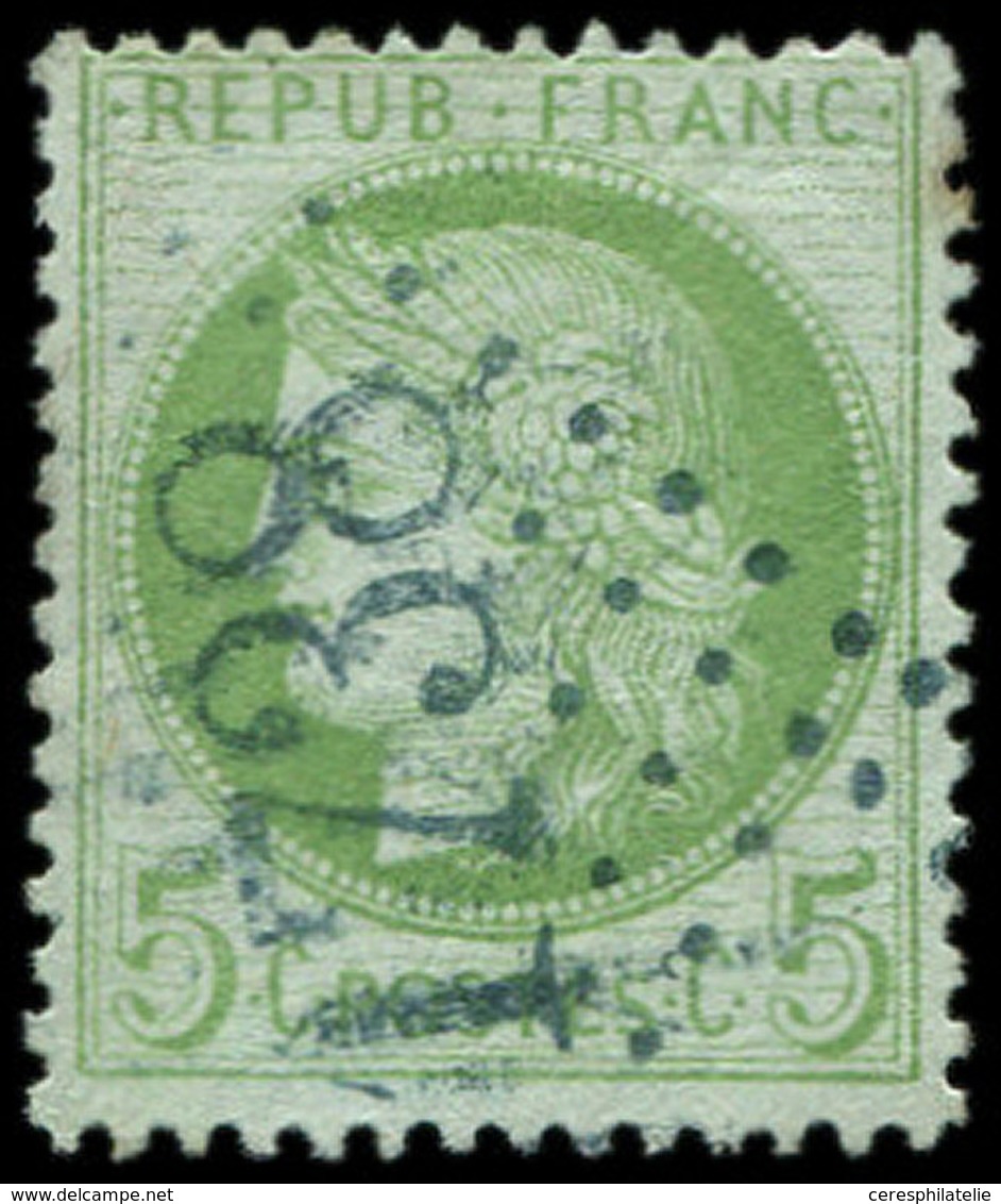 CERES DENTELE - 53    5c. Vert-jaune Sur Azuré, Obl. GC Bleu 1738, Bon Centrage, TTB/Superbe - 1871-1875 Ceres