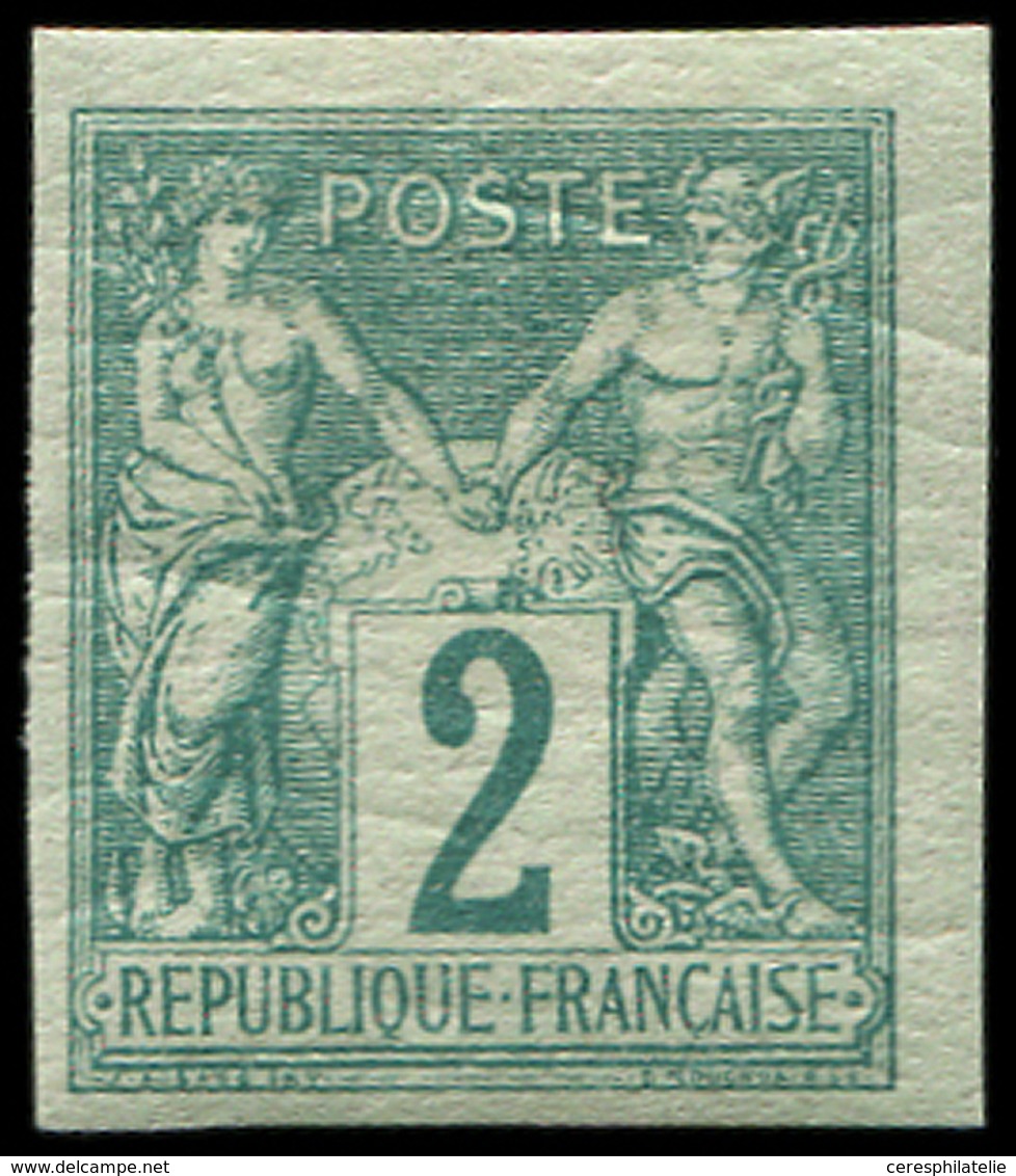 * TYPE SAGE - 62a   2c. Vert, NON DENTELE, Petit Cdf, Ch. Un Peu Forte, TB. C - 1876-1878 Sage (Type I)