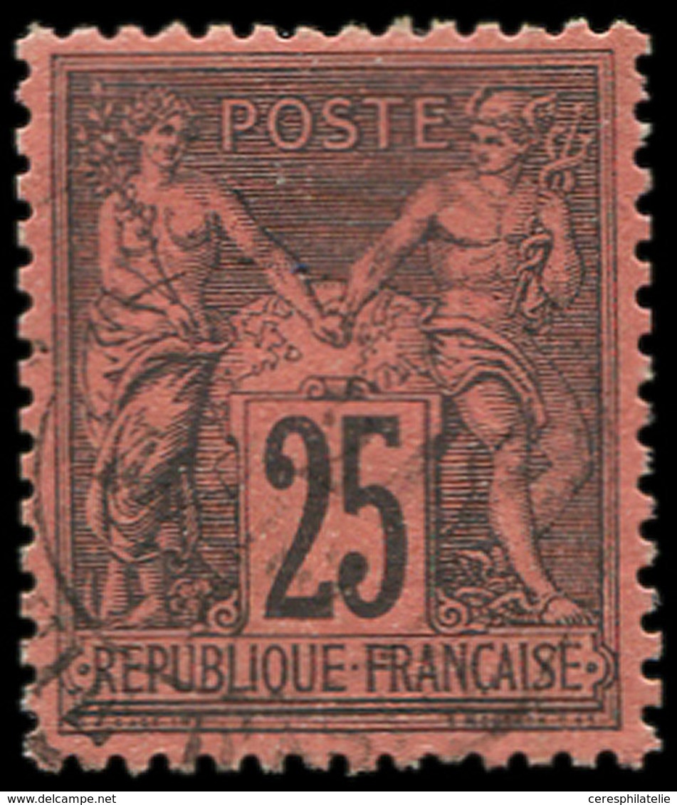 TYPE SAGE - 91   25c. Noir Sur Rouge, Obl. Càd, Frappe Légère, Centrage Parfait, Superbe - 1876-1878 Sage (Type I)