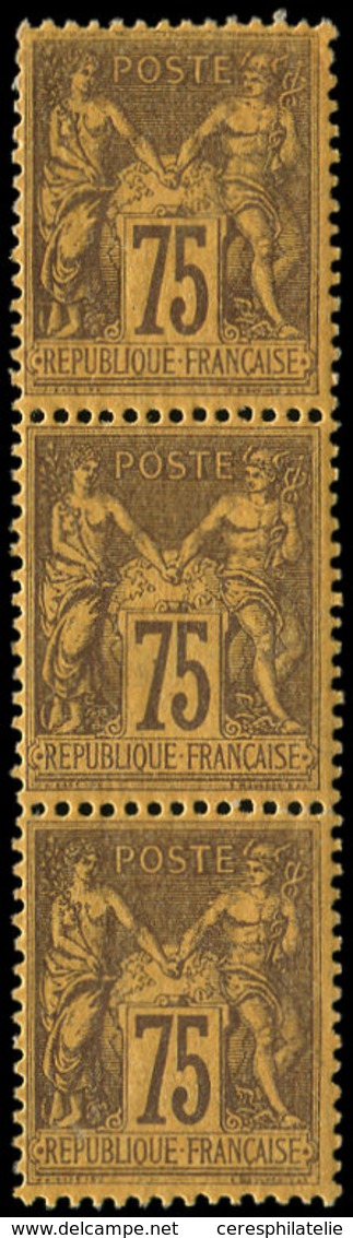 ** TYPE SAGE - 99   75c. Violet Sur Orange, BANDE De 3, Frais Et TTB - 1876-1878 Sage (Tipo I)