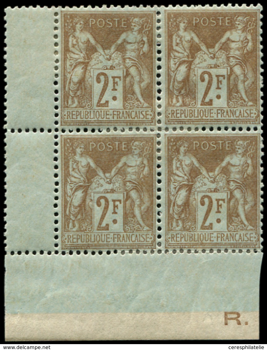 * TYPE SAGE - 105   2f. Bistre Sur Azuré, BLOC De 4 Cdf, TB - 1876-1878 Sage (Type I)