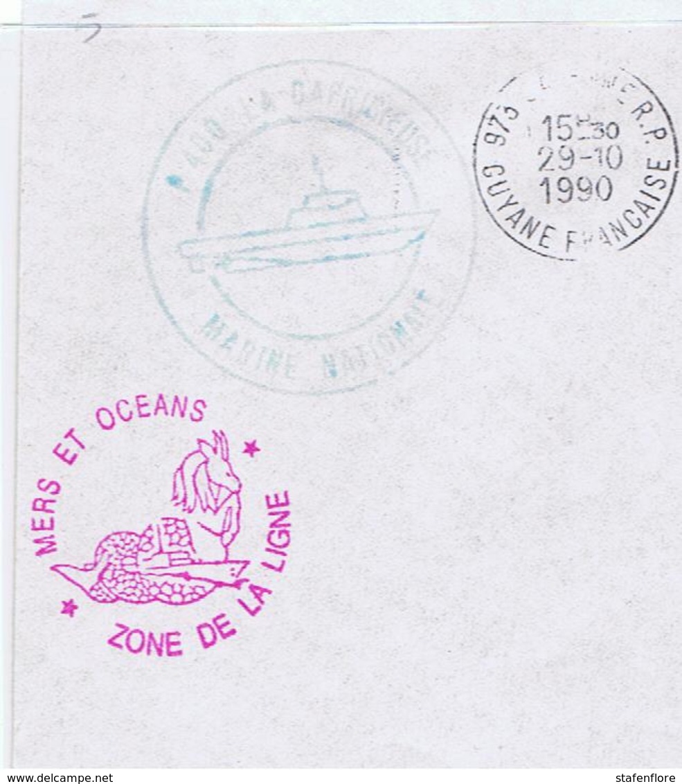 Guyane, Service A La Mer,  Lettre Militaire, Prévue D'un Cachet Marine, Ainsi Q'un Cachet  Spécial La Capricieuse - Overprinted Covers (before 1995)