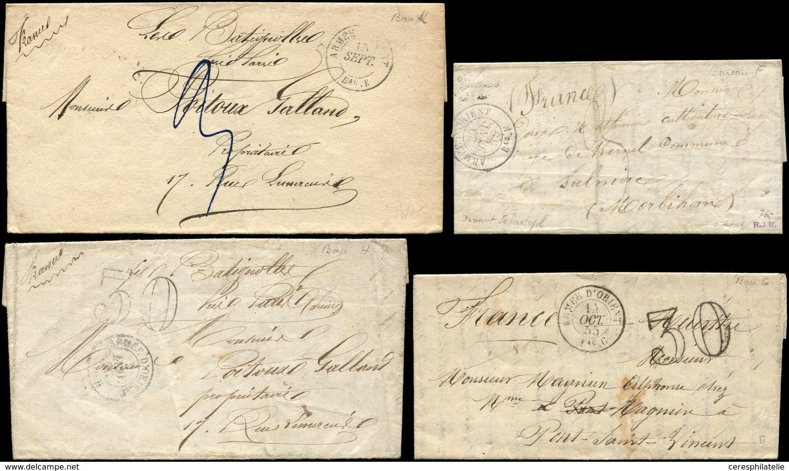 Let LETTRES SANS TIMBRE ET DOCUMENTS DIVERS - Càd ARMEE D'ORIENT Bau F/G/H/K S. 4 LAC 1855, TB - Altri & Non Classificati