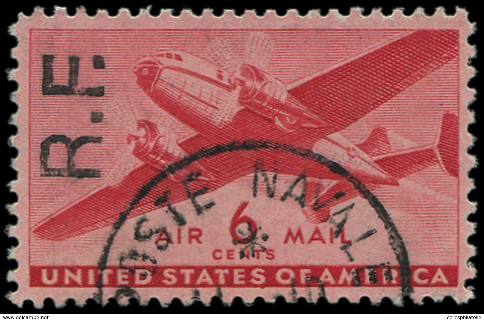 POSTE NAVALE MILITAIRE - Poste Navale 5 : 6c. Rouge, Surch. CASABLANCA T II, Surcharge Verticale, Obl., TB - Posta Aerea Militare