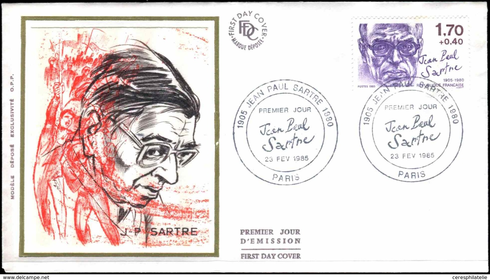 ** VARIETES - 2357   Jean Paul Sartre, Point Sur Le "I" , Tenant à Normal Obl S. FDC, TB - Unused Stamps