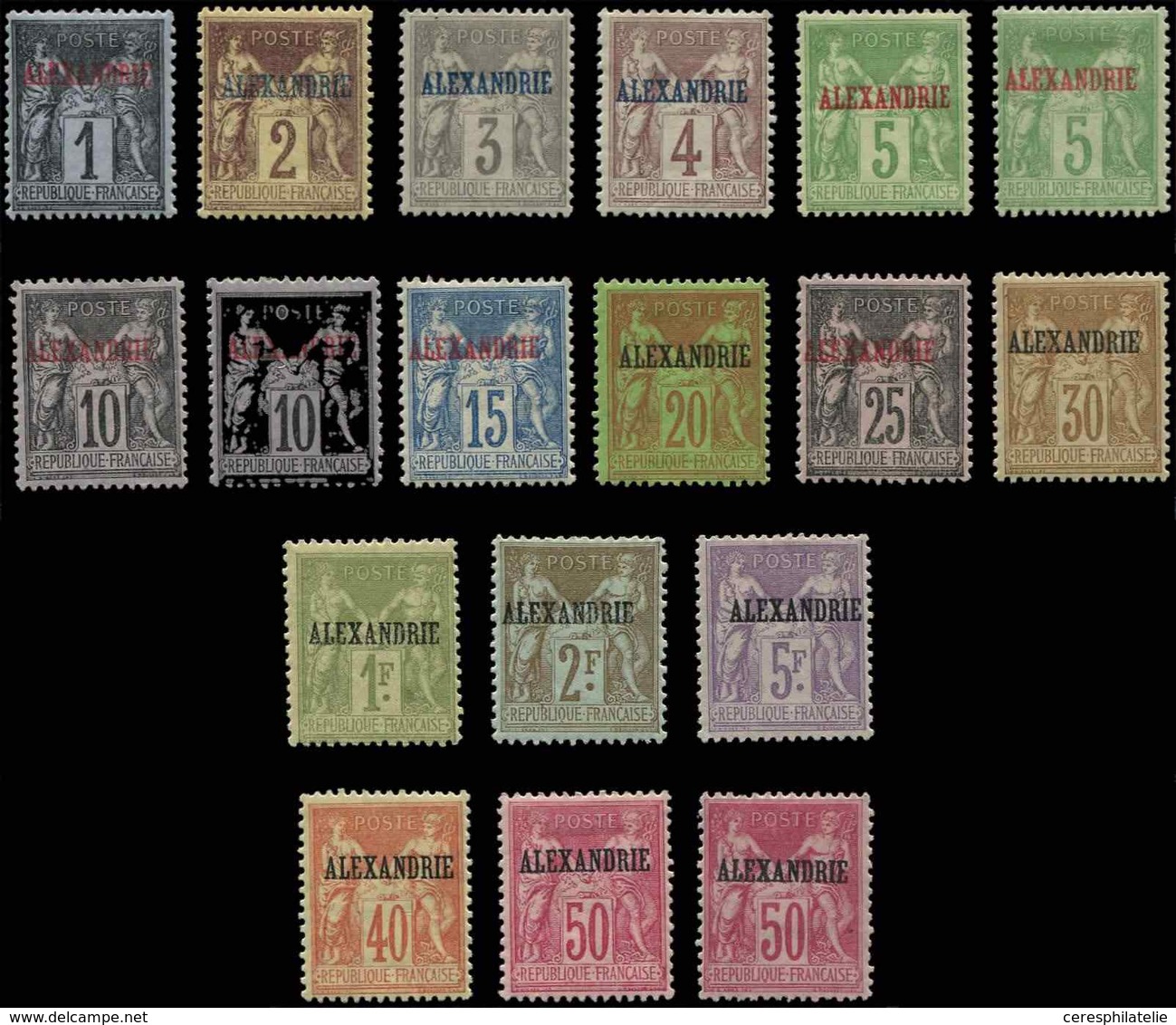 * ALEXANDRIE 1/18 : Série Sage De 1899-1900, 18 Valeurs, TB - Altri & Non Classificati