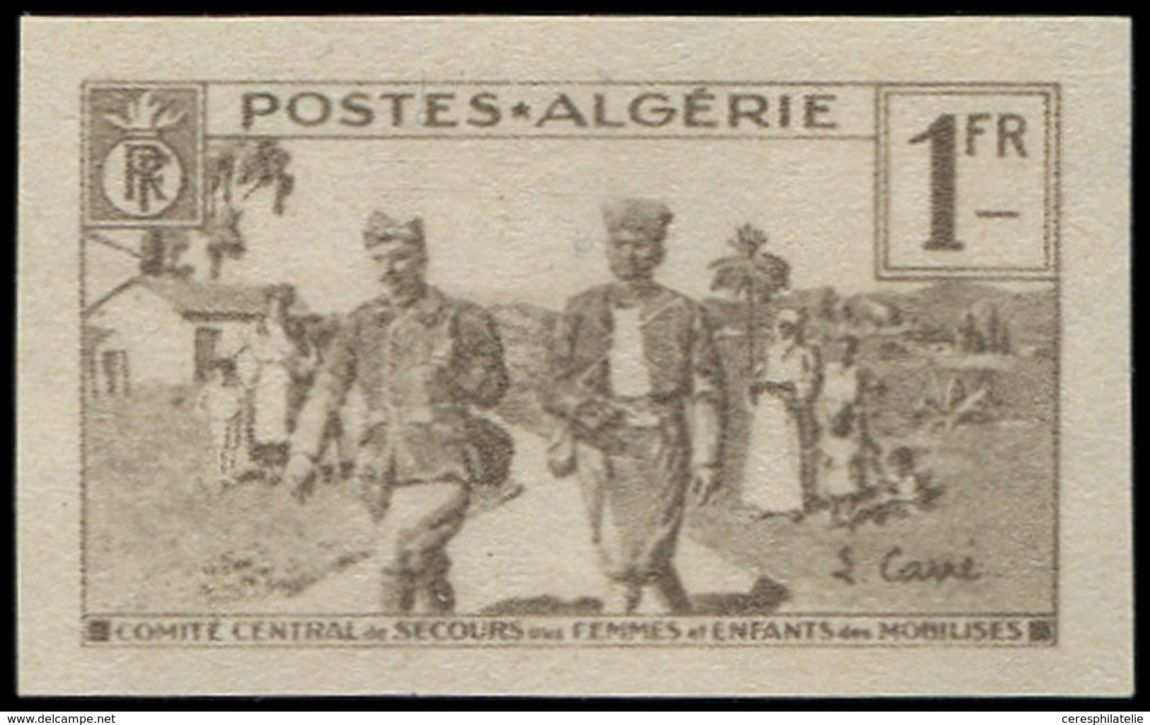 (*) ALGERIE 159 : 1f. Gris, ESSAI NON DENTELE, Sans La Surcharge Avec Faciale, Impression Recto ET Verso, TB - Other & Unclassified