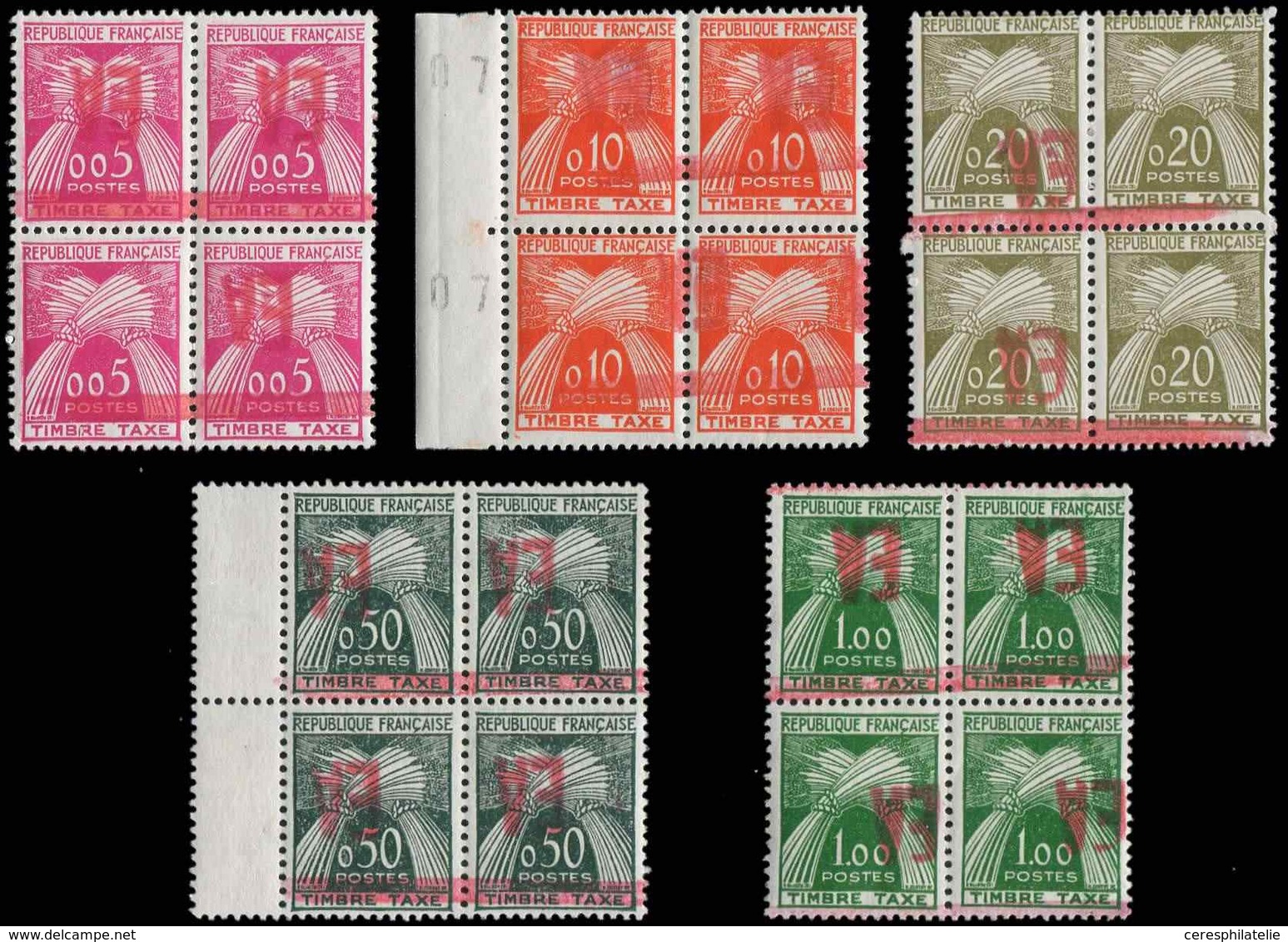 ** ALGERIE Taxe 49/53 : Surch. EA Avec Tampon à La Main, Rare En Rouge, TB - Postage Due