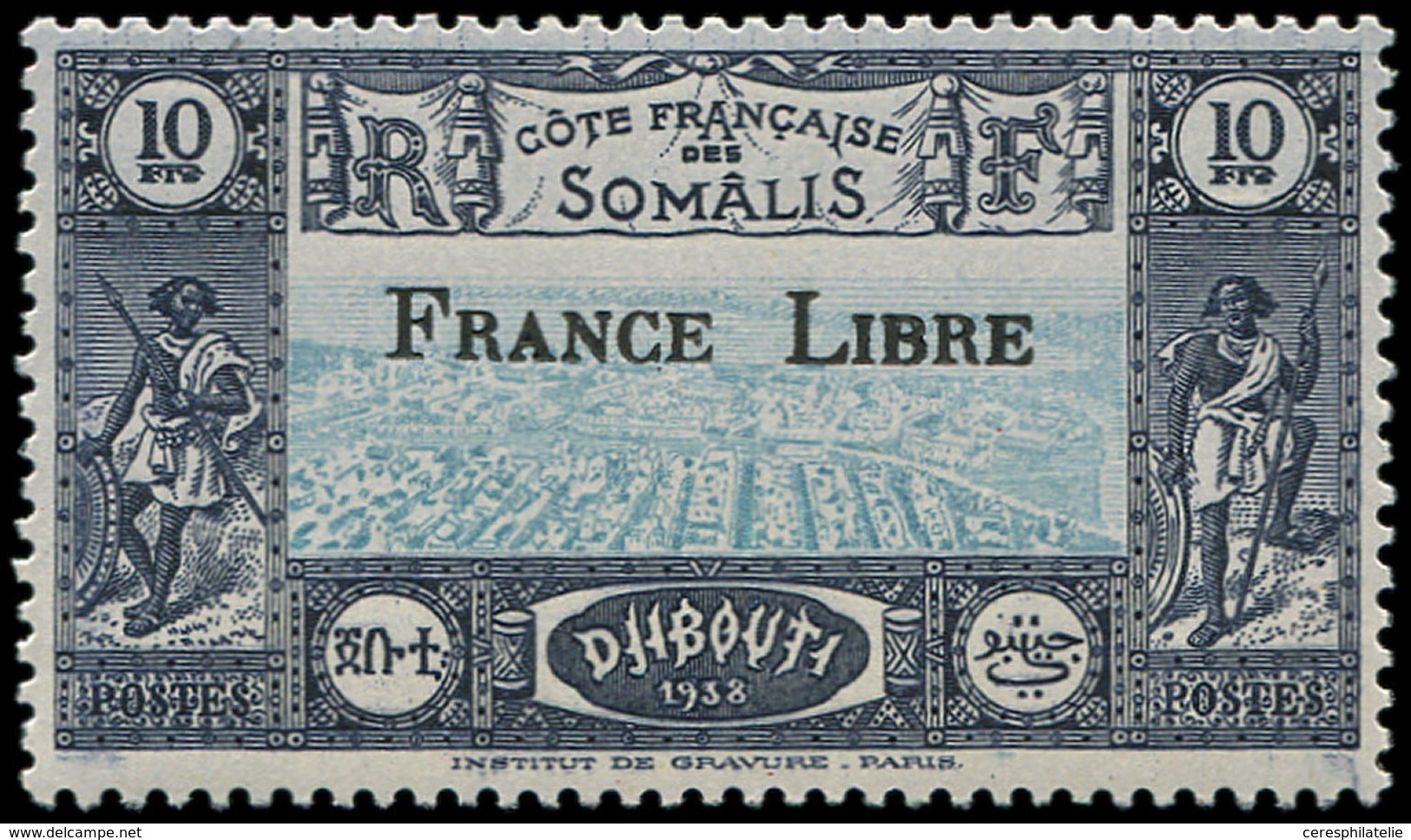 ** COTE DES SOMALIS 231 : 10f. Bleu Foncé Et Turquoise, FRANCE LIBRE, TB - Other & Unclassified