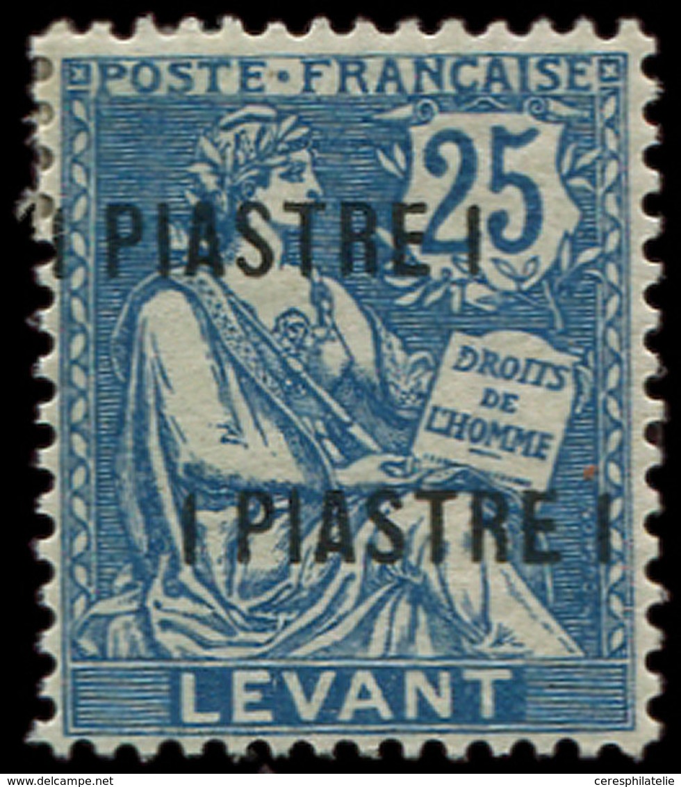 * LEVANT 17a : 1pi. Sur 25c. Bleu, DOUBLE Surch., TB - Other & Unclassified