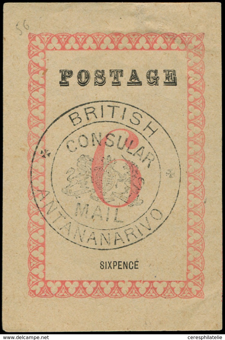 MADAGASCAR Courrier Consulaire Britannique 42 : 6p. Rose-rouge, Cachet Noir, TB, N° Maury - Altri & Non Classificati