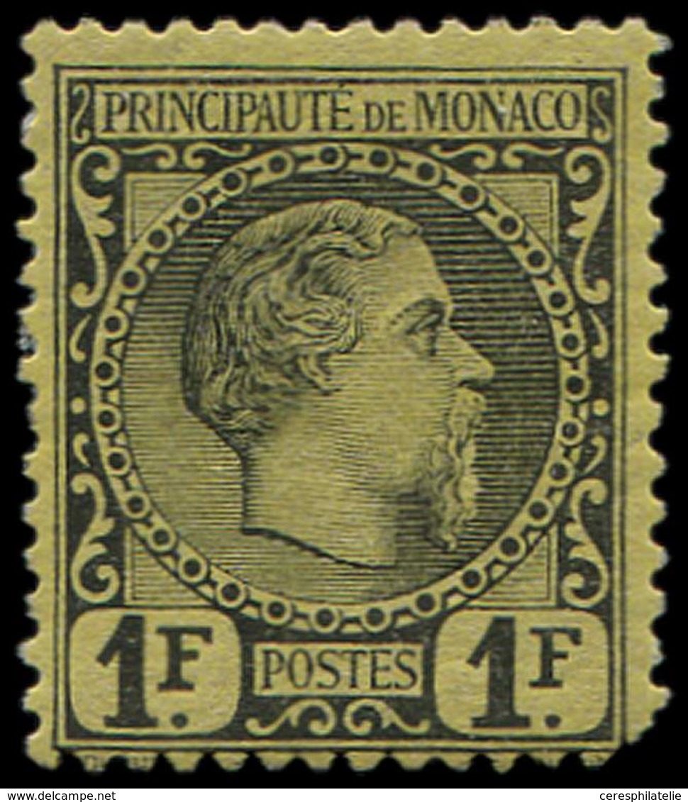 * MONACO 9 : 1f. Noir Sur Jaune, Charles III, Un Angle Arrondi, Sinon TB - ...-1885 Prephilately