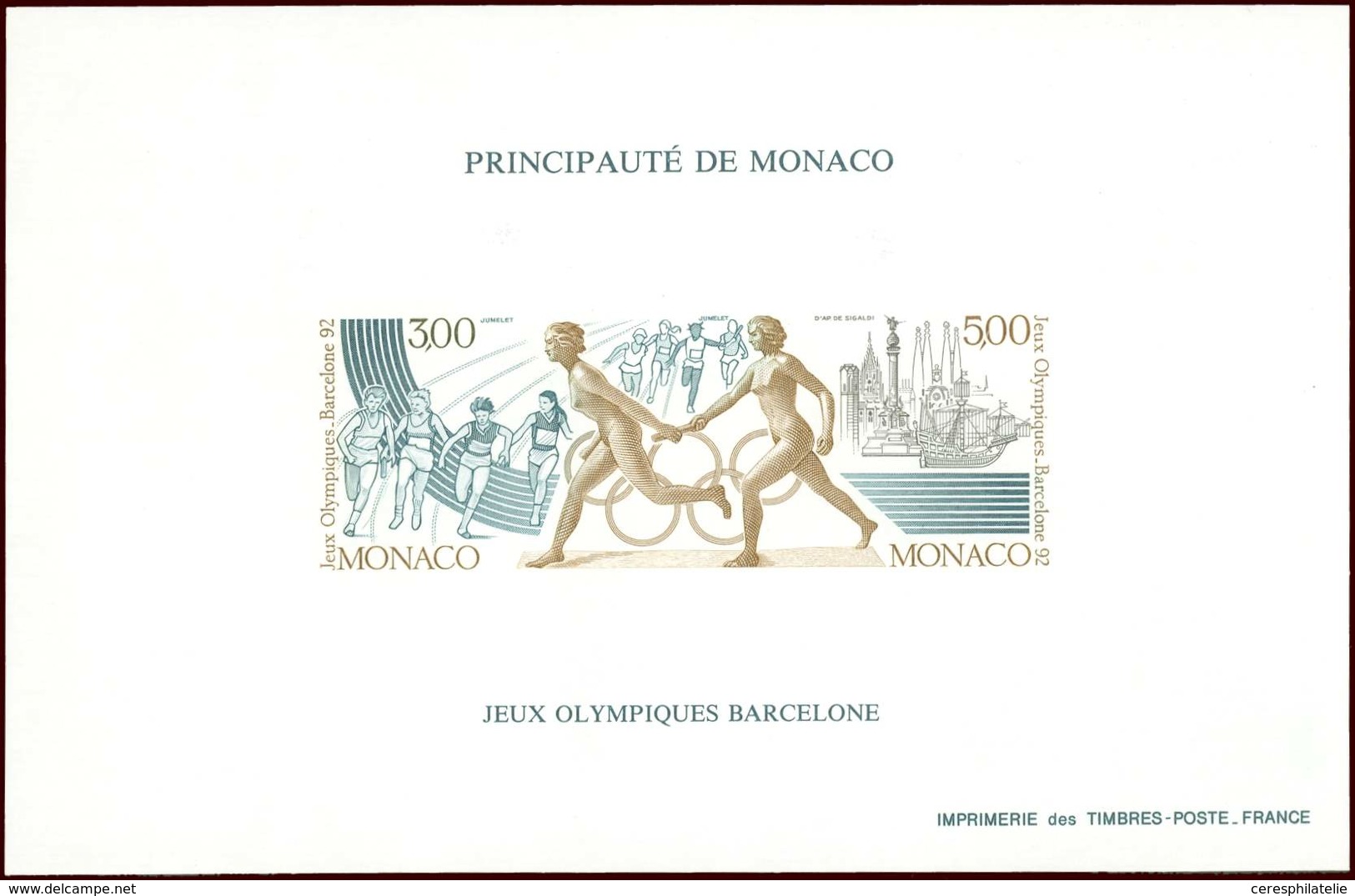 ** MONACO BF Spéciaux 16a : J.O De Barcelone, NON DENTELE, TB - Blocks & Sheetlets