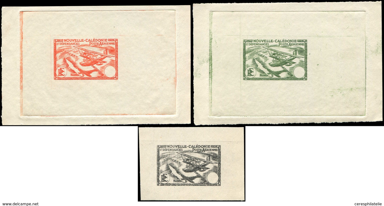 NOUVELLE CALEDONIE PA Type A, 3 Petites épreuves SANS Faciale En Noir, Vert Et Orange, TB - Used Stamps