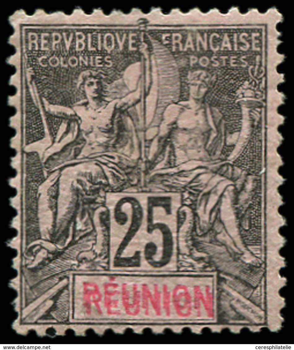 * REUNION 39a : 25c. Noir Sur Rose, DOUBLE REUNION, TB. Br - Other & Unclassified