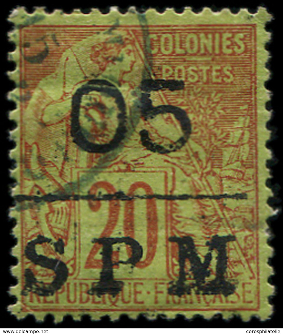 SAINT PIERRE ET MIQUELON 8 : 05 Sur 20c. De 1881, Obl. Càd Bleu, TB - Unused Stamps