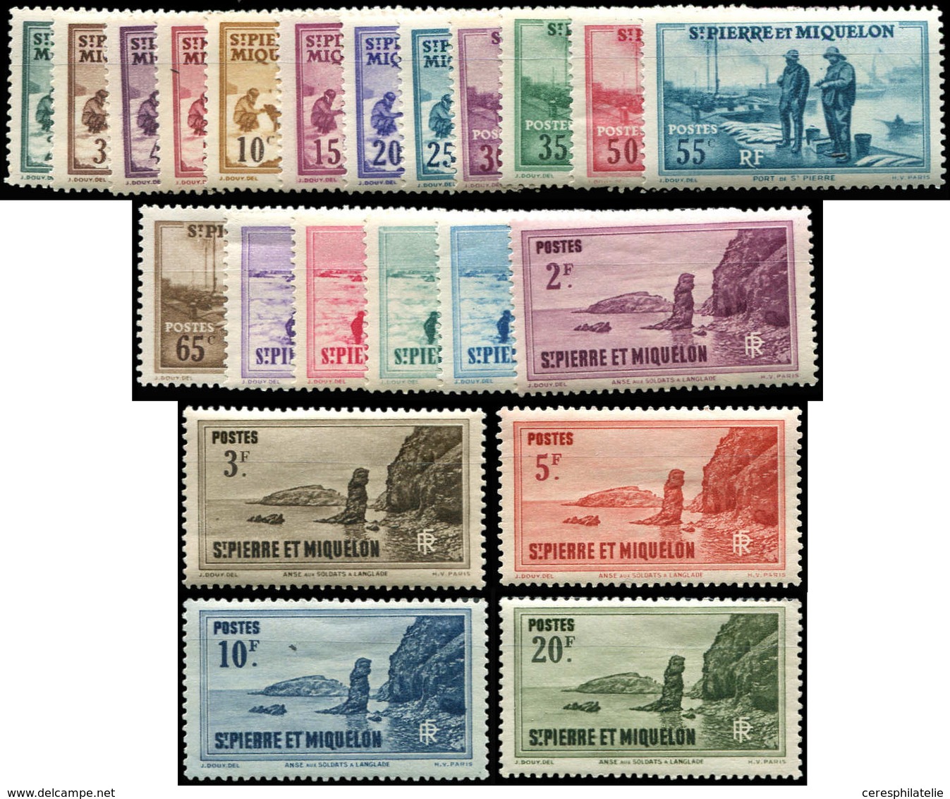 ** SAINT PIERRE ET MIQUELON 167/88 : Série Courante De 1938, TB - Unused Stamps