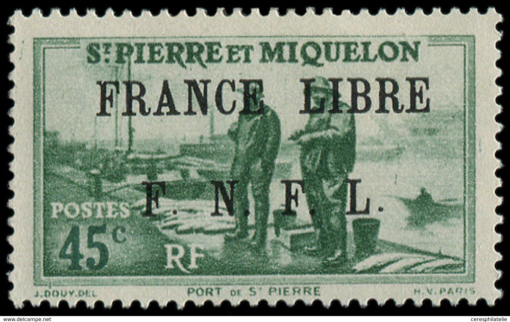 * SAINT PIERRE ET MIQUELON 256 : 45c. Vert, FRANCE LIBRE, TB - Unused Stamps