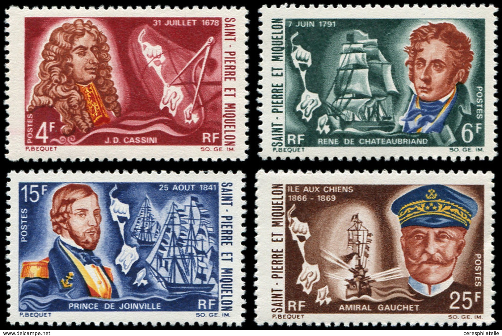 ** SAINT PIERRE ET MIQUELON 380/83 : Célébrités 1968, TB - Unused Stamps