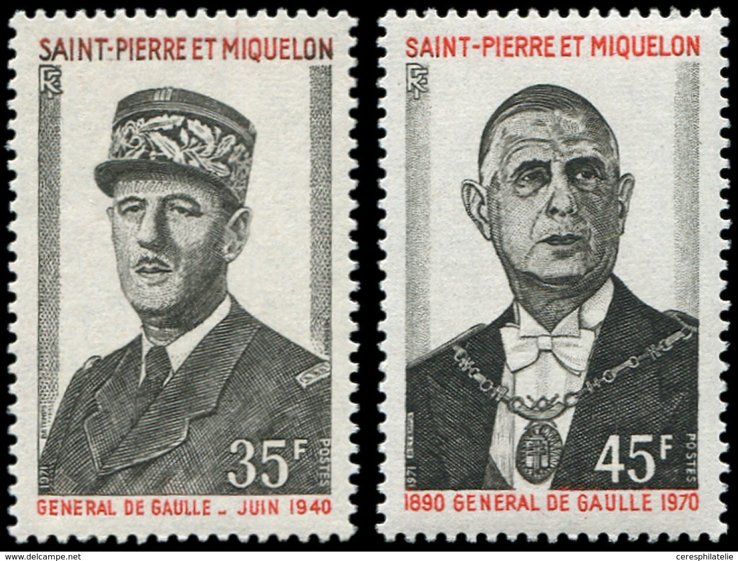 ** SAINT PIERRE ET MIQUELON 419/20 : Général De Gaulle, TB - Unused Stamps
