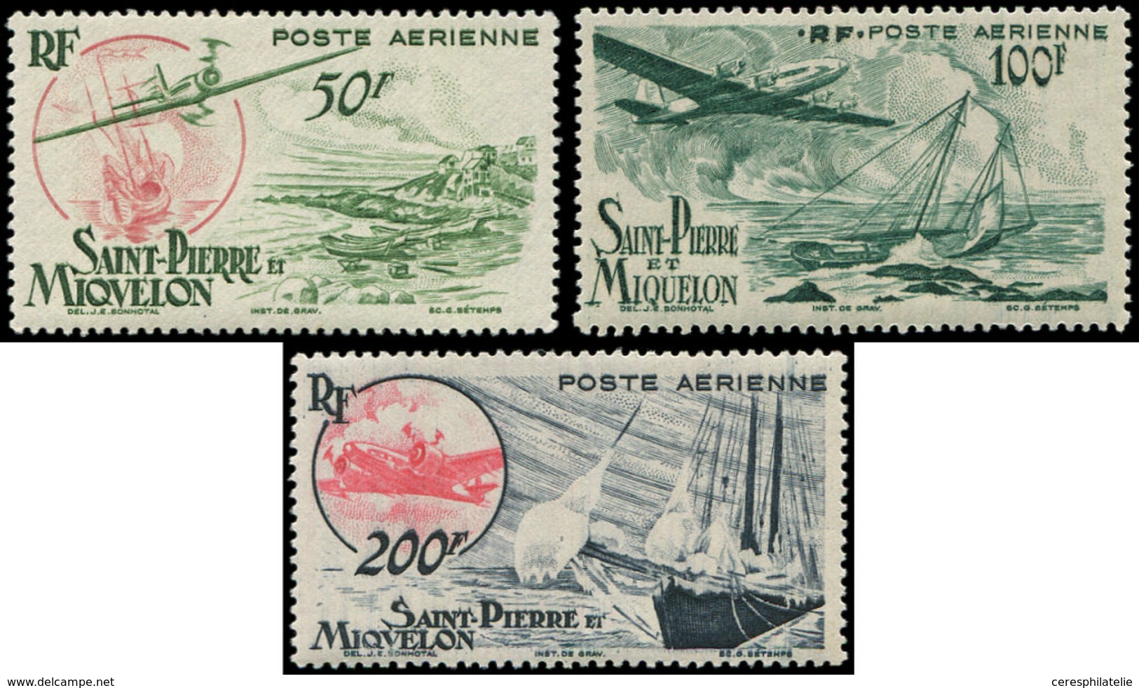 ** SAINT PIERRE ET MIQUELON PA 18/20 : Sujets Divers 1947, TB - Unused Stamps