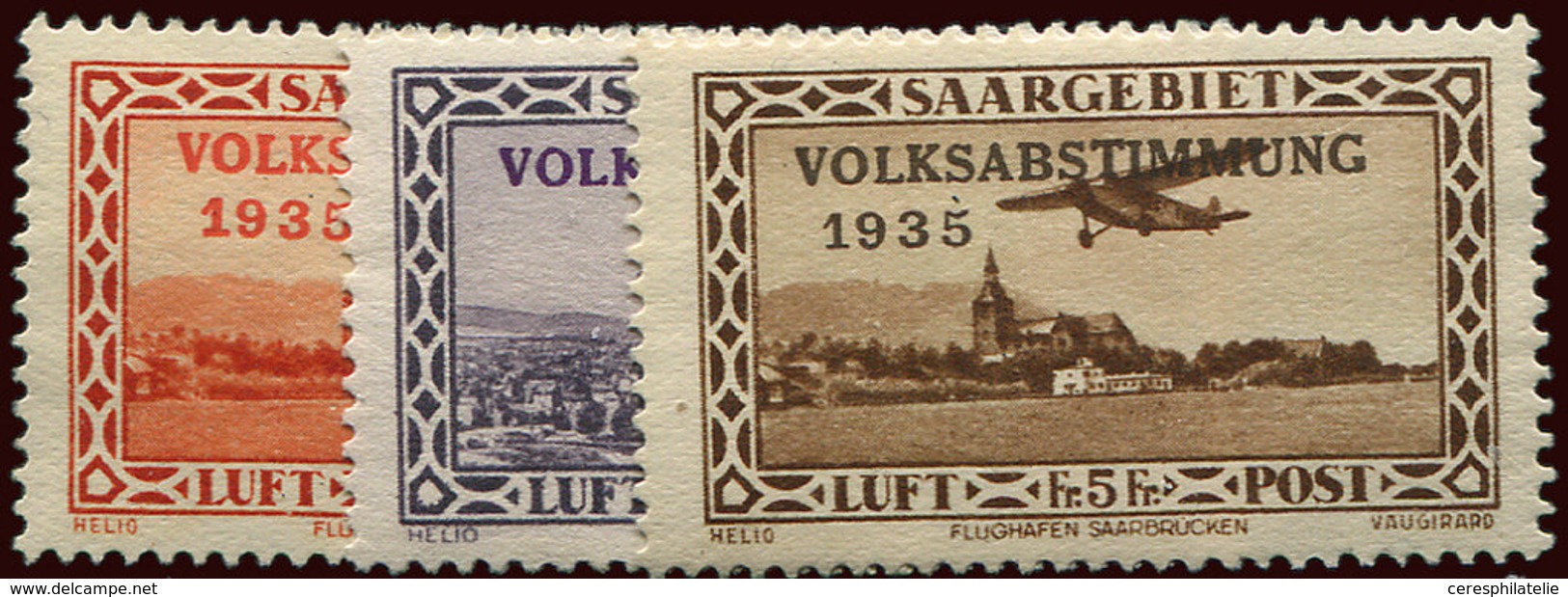 ** SARRE PA 5/8 : Surchargés Volksabstimmung 1935, TB - Airmail