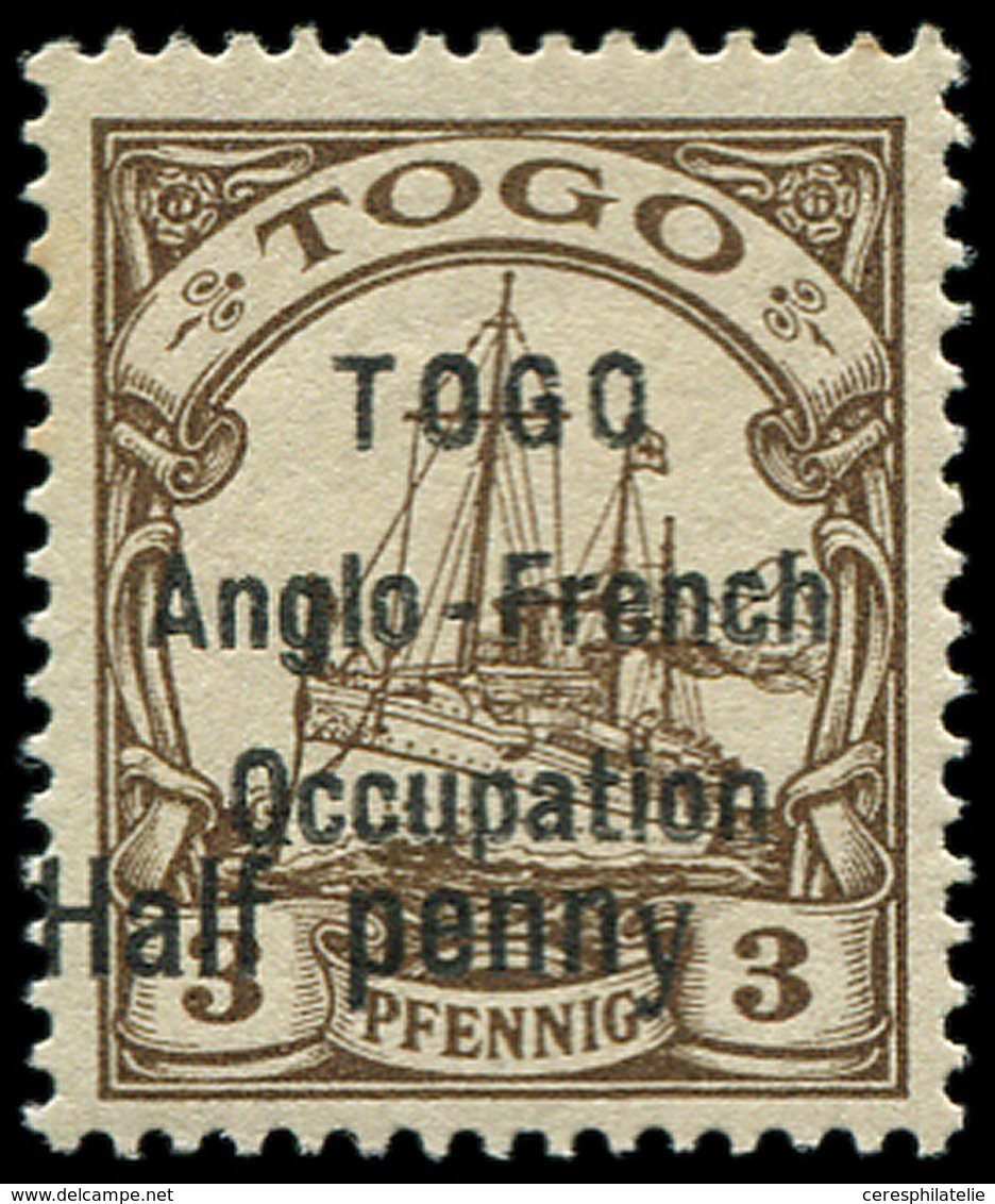 ** TOGO 31 : Half Penny S. 3pf. Brun, Surch. T I Avec Y Maigre, TB, Cote Maury. C - Other & Unclassified