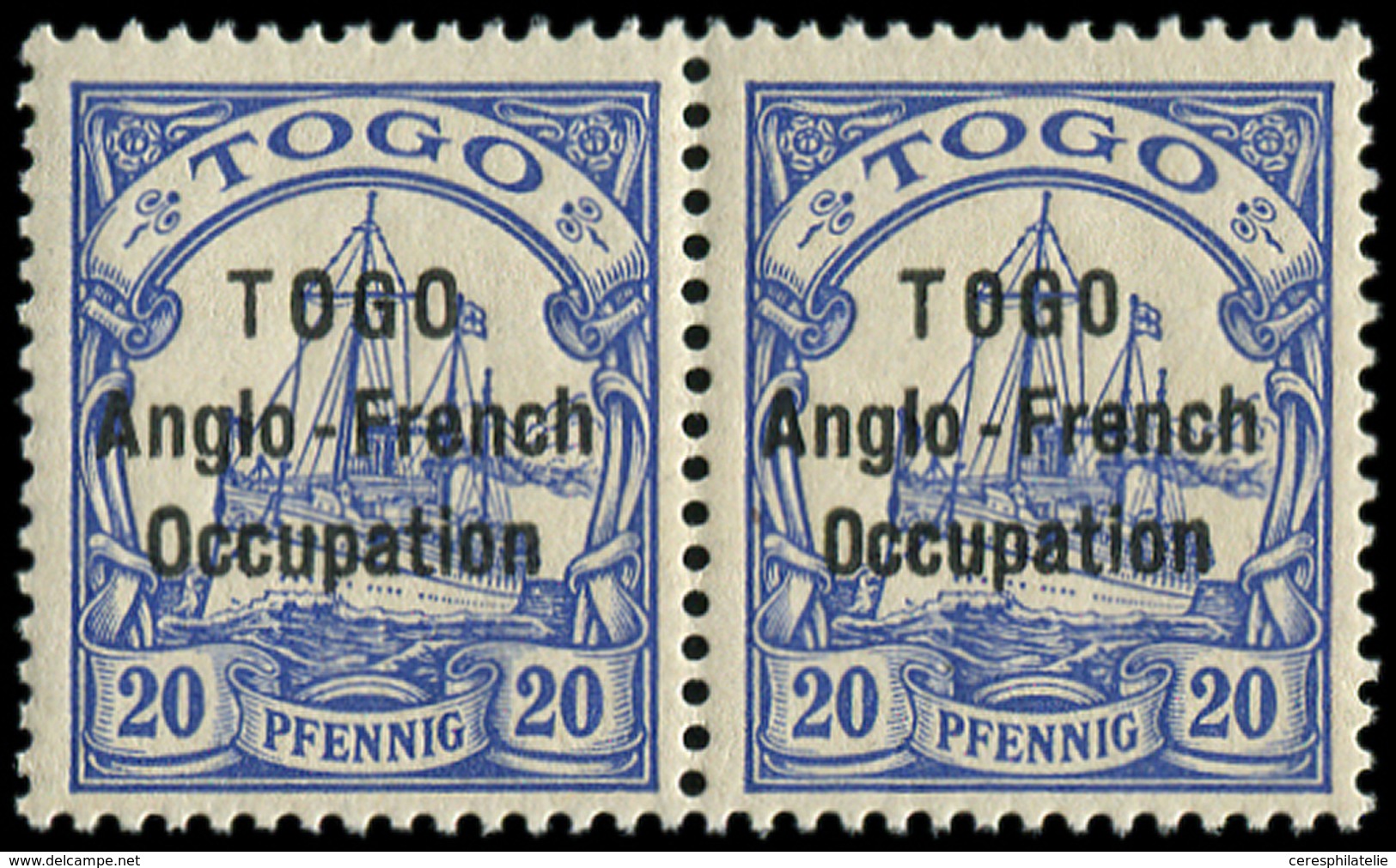 ** TOGO 35B : 20pf. Bleu, "petit O" à TOGO Tenant à Normal, TB, Cote Maury - Other & Unclassified