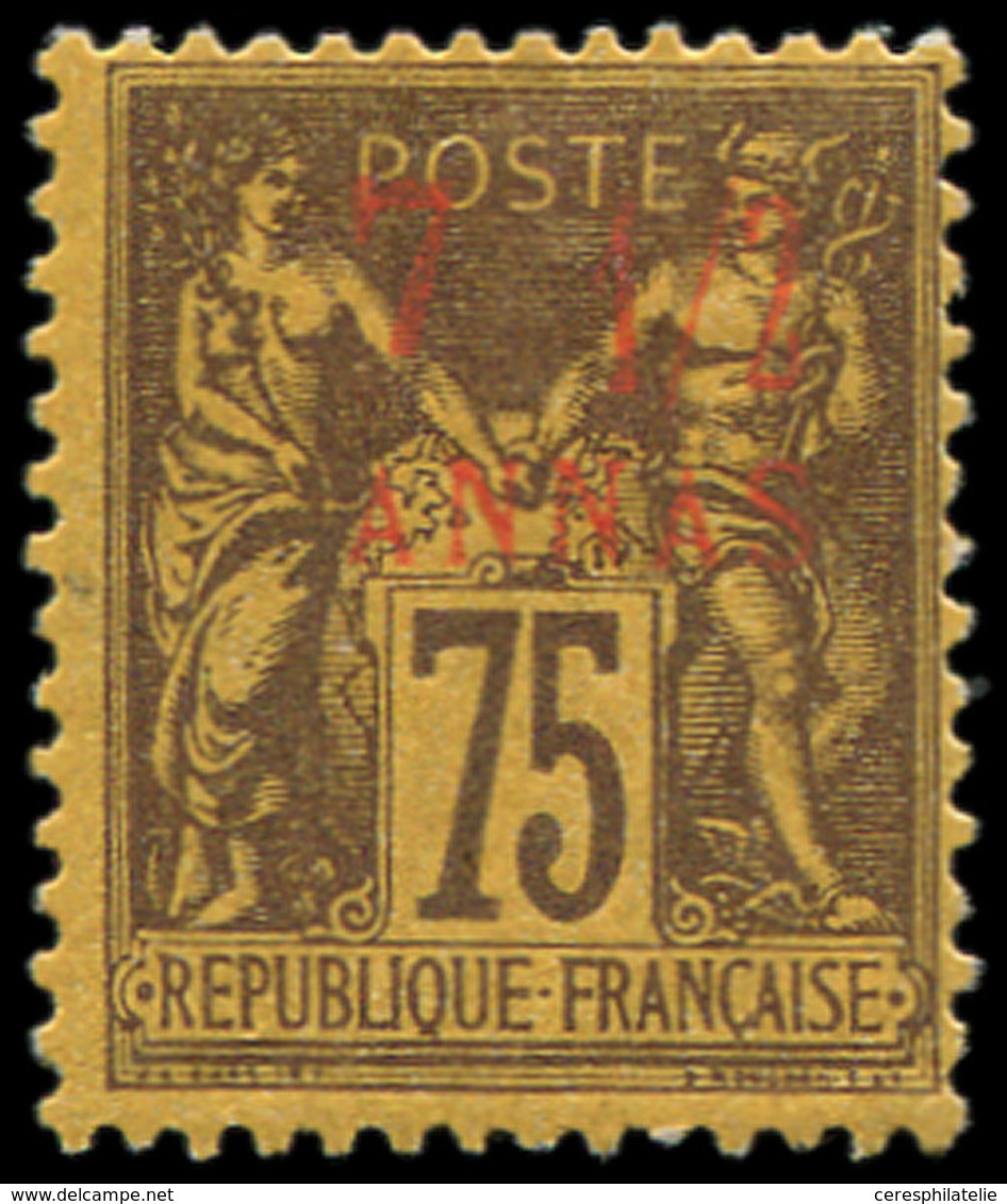* ZANZIBAR 9 : 7 1/2a. Sur 75c. Violet-noir Sur Jaune, TB. Br - Unused Stamps