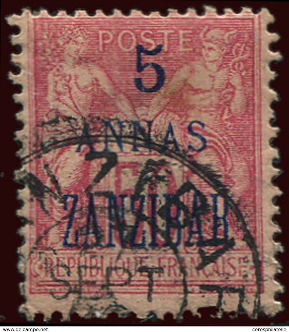 ZANZIBAR 28 : 5a. Sur 50c. Rose, T II, Obl., TB - Unused Stamps